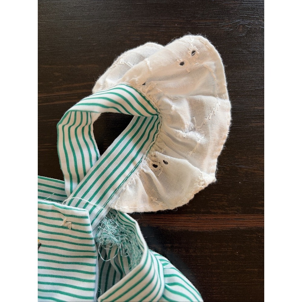 1980's CPK VTG Identical Twins Pack Green Striped Sunsuit Rompers Preemie Set 2 - Picture 4 of 10